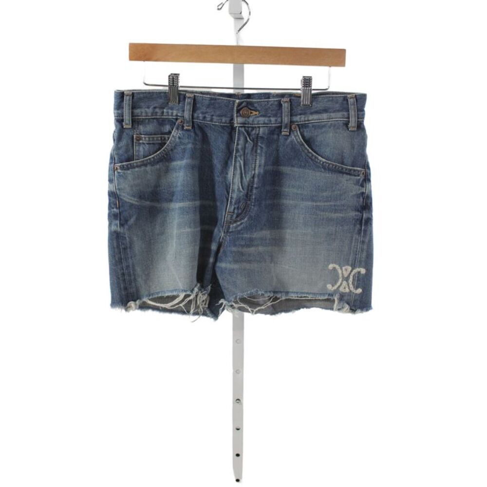 Celine Women Cut-Off Shorts Blue 100% Cotton Size 29